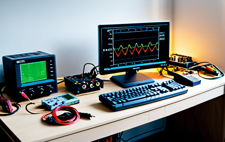 전기회로 설계 - **Subject:** A well-organized electronics workbench
* **Clothing/Appearance:** N/A (focus on t...