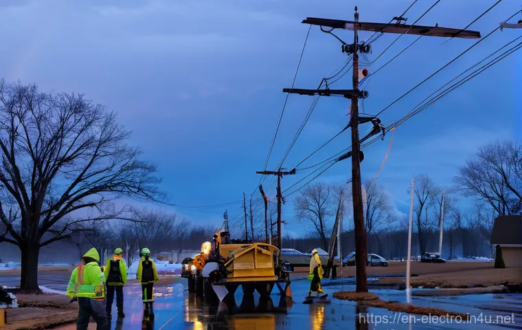 전력 시스템 리스크 분석 - **Prompt: Extreme Weather Response and Grid Resilience**
"A dramatic, cinematic shot of skilled ...