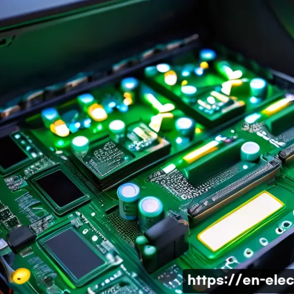 배터리 관리 시스템 - A highly detailed close-up of a modern lithium-ion battery pack inside an electric vehicle, showcasi...
