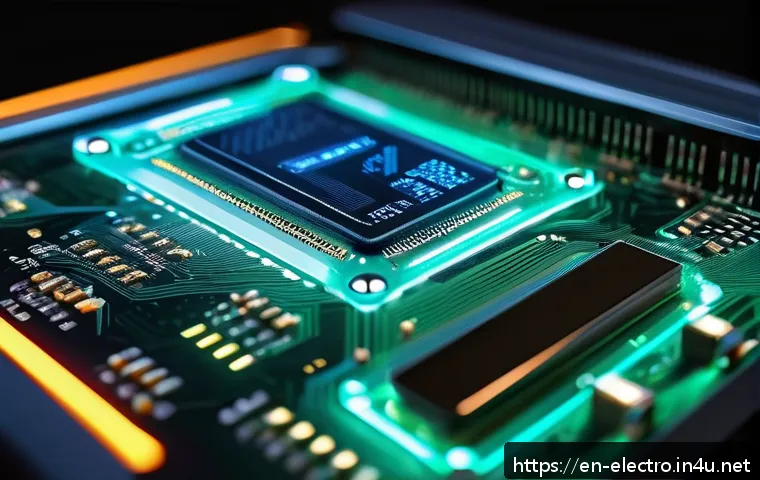 디지털 회로의 전력 분석 - A high-tech digital circuit board with glowing transistors switching dynamically, illustrating the d...