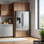 Home 23 에너지 절약 기법 - A modern kitchen scene featuring a sleek Energy Star-certified refrigerator and dishwasher, both wit...
