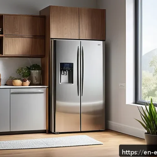 Home 17 에너지 절약 기법 - A modern kitchen scene featuring a sleek Energy Star-certified refrigerator and dishwasher, both wit...