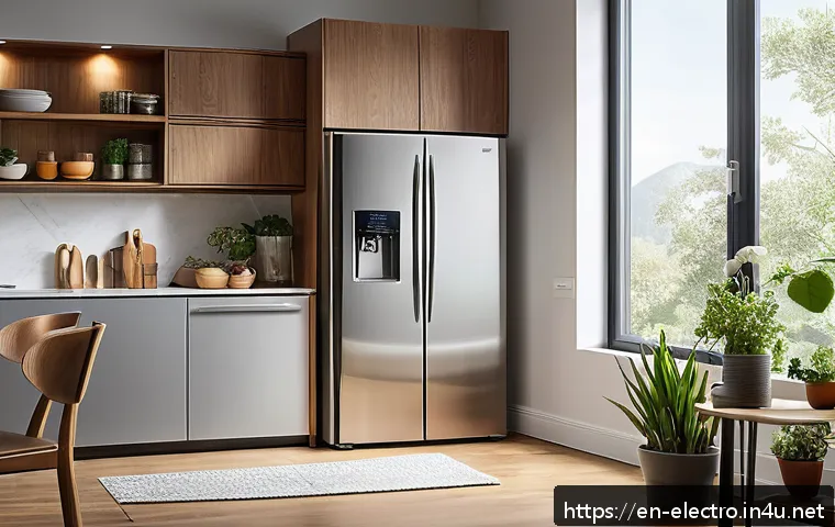 에너지 절약 기법 - A modern kitchen scene featuring a sleek Energy Star-certified refrigerator and dishwasher, both wit...